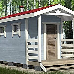 Каркасная баня (23-4) 2 на 3,5 метра с верандой под ключ Каркасная баня (23-4) 2 на 3,5 метра с верандой под ключ