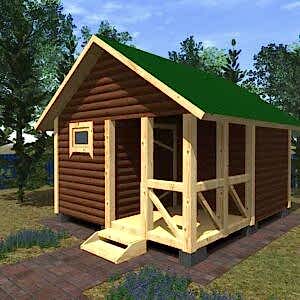 Каркасная баня (44-3) 4 на 4 метра с верандой под ключ Каркасная баня (44-3) 4 на 4 метра с верандой под ключ