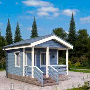 Каркасная баня (44-8) 4 на 4 метра с верандой и крыльцом под ключ Каркасная баня (44-8) 4 на 4 метра с верандой и крыльцом под ключ