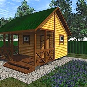 Каркасная баня (24-5) 2 на 4 метра с верандой под ключ Каркасная баня (24-5) 2 на 4 метра с верандой под ключ