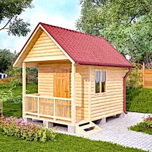 Каркасная баня (33-2) 3 на 3 метра с верандой под ключ Каркасная баня (33-2) 3 на 3 метра с верандой под ключ