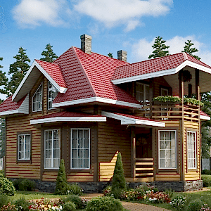 Шикарный дом в два этажа с балконом 11 на 11 Шикарный дом в два этажа с балконом 11 на 11