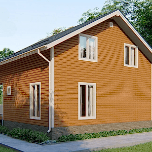 Полутораэтажный дом с террасой и тамбуром 9 на 9 Полутораэтажный дом с террасой и тамбуром 9 на 9
