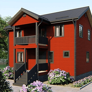 Стильный двухэтажный дом с балконом 9 на 8 Стильный двухэтажный дом с балконом 9 на 8