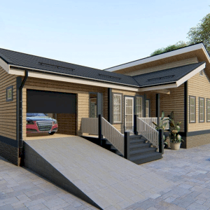 Деревянный дом с гаражом 14,5 на 12 Деревянный дом с гаражом 14,5 на 12