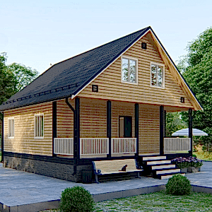 Дом с мансардой и террасой 8 на 9 Дом с мансардой и террасой 8 на 9