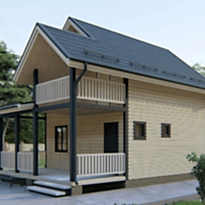 Каркасный дом 6 на 6 в два этажа с террасой и балконом Каркасный дом 6 на 6 в два этажа с террасой и балконом