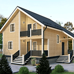 Практичный дом 10 на 8 с террасой и балконом Практичный дом 10 на 8 с террасой и балконом