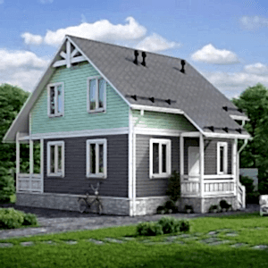 Каркасный дом 7 на 7 в два этажа с террасой Каркасный дом 7 на 7 в два этажа с террасой