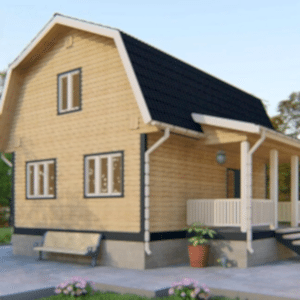 Деревянный дом 8 на 6 в два этажа с террасой Деревянный дом 8 на 6 в два этажа с террасой